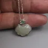 Certificat de collier de chaîne en argent sterling 925 avec pendentif nuage de jade naturel