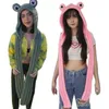 Beanie Kafatası Kapakları Frog Göz Şapkası Kapşonlu Beanie Şal Sarısı Rüzgar Geçirmez Eşarp Set Tığ Başı 230808