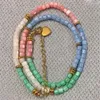 Choker Natural Colorful Shell Necklace Pink-Green Patchwork Beaded Halsband för kvinnors sommarsmycken gåvor