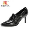 Sukienka buty Royyna Projektanci Oryginalne najwyższej jakości kobiety pompki spiczasty palce buty buty ładne skórzane ślub Feminimo 230807