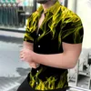 Camisas masculinas casuais estampadas praia poliéster botão para baixo impressão digital 3d impressão havaiana para homens