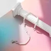Hänghalsband med spänne inlagd zirkonhjärta pärlhalsband för kvinnor bröllop brud pärla kedja hals tillbehör smycken