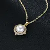Pendant Necklaces Elegant White Pearl Necklace For Women 18K Gold Plated Clavicle Chain Wedding Anniversary Banquet Dainty Jewelry