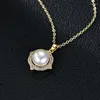 Collane con ciondolo Elegante collana di perle bianche per le donne Placcato oro 18 carati Catena clavicola Anniversario di matrimonio Banchetto Gioielli delicati