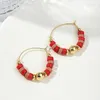 Hoop Earrings 2023 Fashion Bohemia Ethnic Handmade Turquoise Beads Women Girl Spring Summer Jewelry Gifts Wholesale