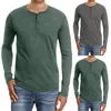 Camisetas masculinas blusa de manga comprida grande alta para homens camisa Henley algodão casual verão