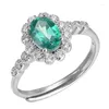 Cluster Rings For Women Fine Jewelry Solid 925 Silver Natural Gemstone Topaz Green Oval Adjustable Ring Luxury Wedding Bijoux R-TO002