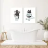 Funny Cat Toilet Sign Poster and Prints Funny Cartoon Animals Canvas Painting Wall Art Washroom Bathroom Decoration Home Decor Picture Wo6