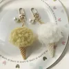 New Ice Cream Pendant Keychain Cute Cartoon Keychain Plush Bags Hang Cone Car Key Chain Ring Bags Pendant Jewelry Gifts