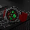 Relojes de pulsera STRYVE Reloj para hombre Diseño creativo de calavera Analógico digital Pantalla dual Calendario Semana Cronómetro multifunción S8008