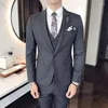 Ternos masculinos estilo coreano requintado terno de negócios de botão único masculino fino formal social conjunto de vestido casual com 3 peças