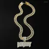 Pendant Necklaces Hip Hop Iced Out Rhinestones Cuban Link Chain Gold Silver Color Letter Money Necklace For Men Women Rapper Jewelry Gift