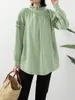 Women's Blouses Japanese Solid Color Long Sleeves Vintage Shirts Loose Ladies Cotton Ruffles Collar 2023 Spring Autumn