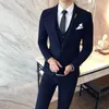 Ternos masculinos estilo coreano requintado terno de negócios de botão único masculino fino formal social conjunto de vestido casual com 3 peças