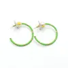 Hoop Earrings Tile Enamel Macaron C Shape Semicircular For Women Delicate And Small Flower Pearl Lady Pastoral Accessories