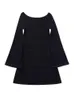 Casual Dresses Kumsvag 2023 Womens Summer Dress Fashion Solid O-Neck Flare Sleeve Sticking Female Elegant Mini Street Clothing