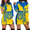 Robes décontractées Ukraine Drapeau 3D Femmes Robe À Capuche Nom Personnalisé Rétro Harajuku Imprimé Pull Sexy