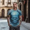 T-shirt da uomo 2023 3D Skull Printed Graphic -shirt Street Hip -hop Girocollo -shirt Summer Fashion Oversize