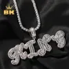 Pendanthalsband The Bling King Custom Cursive Baguettecz Letter Iced Out CZ Script Inledande namn Tennis Chain Halsband Hiphop Jewelry 230807