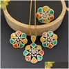 Ohrringe Halskette Set Lanyika Modeschmuck Künstlerische Schneeflocke Tropfen Öl Zirkonia Inlay Mit Ohrring Und Ring Für Frauen P Dhgarden Dhvop