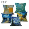Pillow Case Van Gogh Oil Painting Art Decorative Cushion Cover Linen Pillowcase for Sofa Car Chair Decor Square 45x45CM 230808