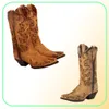 2021 Women039S Rustic Tan المطرزة Butterfly Cowgirl Boots Western Womens Retro Knee High Handmade Cowboy3243867