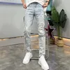 Jeans masculino QZ0721 moda 2023 passarela luxo design europeu roupas estilo festa