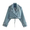 Womens Jackets UNIZERA Autumn Temperament Short Loose Casual Versatile Denim Style Double Flap Lapel Buckle Coat 230808