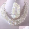 Ohrringe Halskette Set 4-8mm Chip Perlen Naturstein Weißer Opal Armband Schmuck Für Frauen Geschenk Drop Lieferung Sets Dhgarden Dhrbh