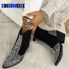 Style 580 Rivets Square British Ankle for Women Pointned Toe Western Cowboy Decoration Boots Boots Studs Automne Botas Mujer 230807 17343