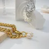 Uomo Donna Acciaio inossidabile con braccialetto di fascino di perle Catena a cordolo Gioielli di moda 16,5 cm + 3,5 cm Argento / Oro n1410