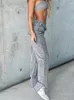 Kadınlar Kot Bahar Sonbahar Günlük Yüksek Yüksek Wasit Gri Düz Kadın Şık Yan Sokak Giyim Yırtık Delikler Pamuk Denim Pantolon