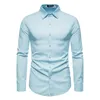 Chemises décontractées pour hommes 6 couleurs hommes chemise à manches longues solide simple boutonnage affaires blanc Camisa Masculina Social