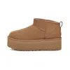 2023 Tasman Tazz Pantoufles Bottes Châtaigne Fourrure Diapositives En Peau De Mouton Shearling Mules Femmes Hommes Ultra Mini Plateforme Botte Slip-on Chaussures Daim Confort Automne Hiver Booist 35-42