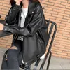 Damen Jacken Jacke Faux Leder Frauen lässig PU Lose Motorrad Frauen Streetwear Übergroße Mantel Korean Chic Winter Dicke Qualität 230808