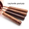 Measuring Tools 48pcs Cups and Spoons Kitchen Bakery Tool Walnut Wooden Handle Rose Gold Spoon 230807