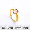 Bröllopsringar 18K Gold Ring Yellow AU750 Simple Generous Sweet for Party Fine Women S Jewelry Gift Crystal Demouldj372 230808