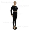 Lucky Label 2 Piece Set Women Crop Top Leggings Pants Sweet Streat Stretch Jogger Outfit Fall Clothes Passale Drop 210331 T230808
