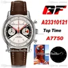 2020 Nieuwe GF Premier Top Time Eta A7750 Automatische chronograaf Heren Work Wit Black Dial Brown Leather Edition 41 mm PTBL Pure237B