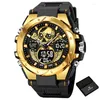 Relojes de pulsera STRYVE Reloj para hombre Diseño creativo de calavera Analógico digital Pantalla dual Calendario Semana Cronómetro multifunción S8008