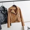 Kvinnors jackor anpassade mode blixtlåsdekorerad lila cyklist bär konstgjorda läder pu gata casual coat motorcykel jacka trend 230808