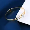 Bangle Luxury Designer Women's Bracelet Stainless Steel Spring Claps Bangles Cut Cubic Zirconia Crystal Wedding Jewelry