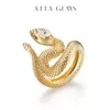 Fedi nuziali Attagems D Color Pera Cut Trendy Ring per le donne Soild 925 Sterling Silver Pure 14K Gold Snake Travel Gift 230808