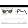 Óculos de sol moda gato armação óculos geométricos declaração de personalidade conjunto de cristal hip-hop casual preto eyewear para mulheres adultas