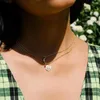 Kettingen Mode 18K Vergulde Oogvorm Hanger Zon Zirkoon Natuurlijke Shell vrouwen Sleutelbeen Ketting Sieraden Kettingen