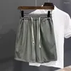 Shorts Masculino Moda Cáqui Secagem Rápida Verão Solto Esportes Casual Reto Calças de Perna Larga Praia Cinco Pontos Roupas Esportivas Masculinas