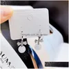 Stud Earrings Simple Girl S925 White Buckle Opal Rhinestone Geometric Variety Of Real Gold Plating Drop Delivery Jewelry Dhgarden Dhpnx