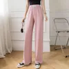 Pantalon femme été femmes jambe large longue glace soie 2023 mode Streetwear couleur unie lâche Bloomers femme décontracté pantalon droit