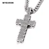 Pendant Necklaces Wave-Shaped Large Cross Pendant Iced Out Bling Crystal Fashion Chain Necklace Men Rapper Hip Hop Jewelry Cuba's Necklace 230807