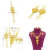 Boucles d'oreilles Collier Ensemble Axun Coeur Forme Or 24K Couleur Bracelet Bijoux Africain / Dubaï / Femmes Ensembles De Livraison De Baisse De Mariée Dhgarden Dhhmy